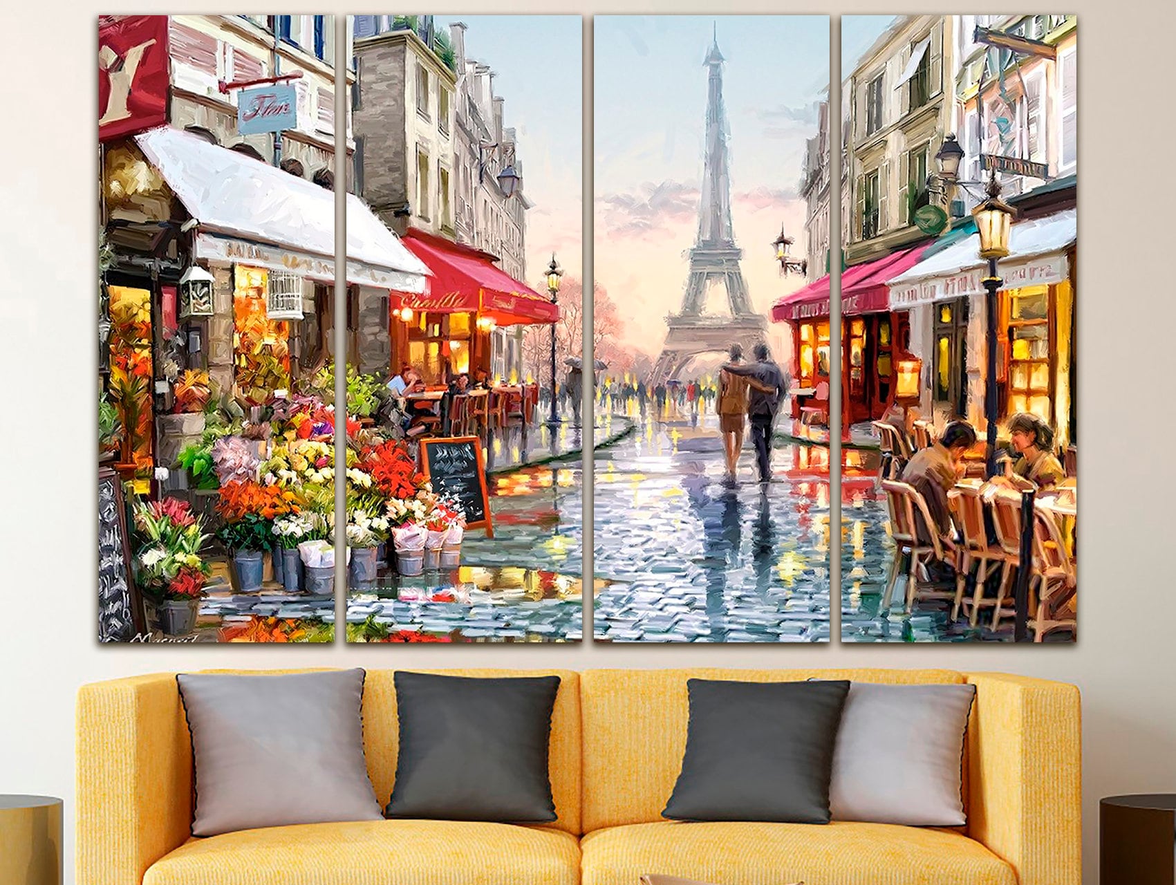 Paris canvas Eiffel Tower decor France art Paris city print Etsy