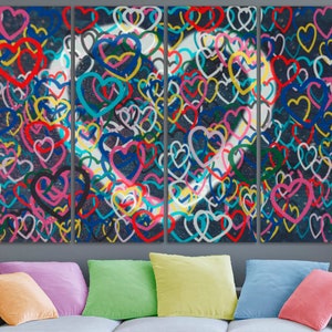 Corazón de amor lienzo Amor símbolo decoración Paisaje arte Amantes regalo impresión Valentines corazón arte acuarela arte romántico lienzo Regalo