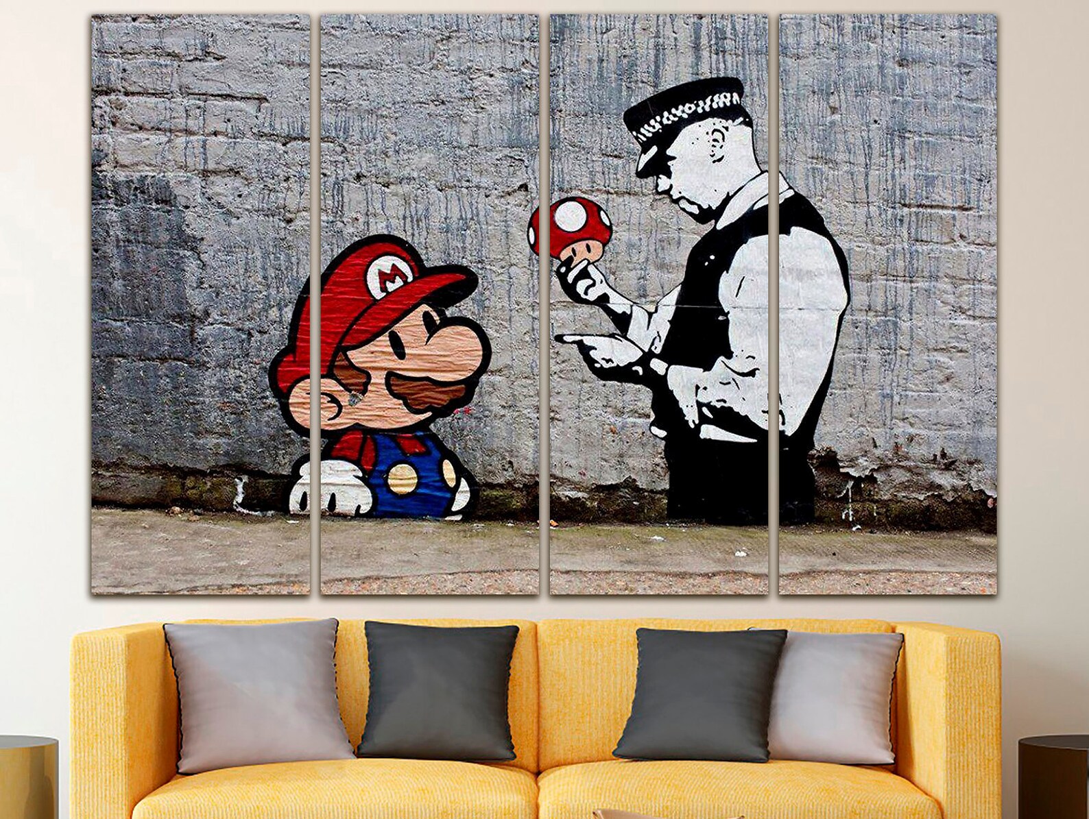 Super Mario canvas Street art decor Graffiti wall art Etsy