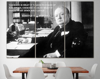 Winston Churchill Quote Canvas Print: Vintage Black and White Art
