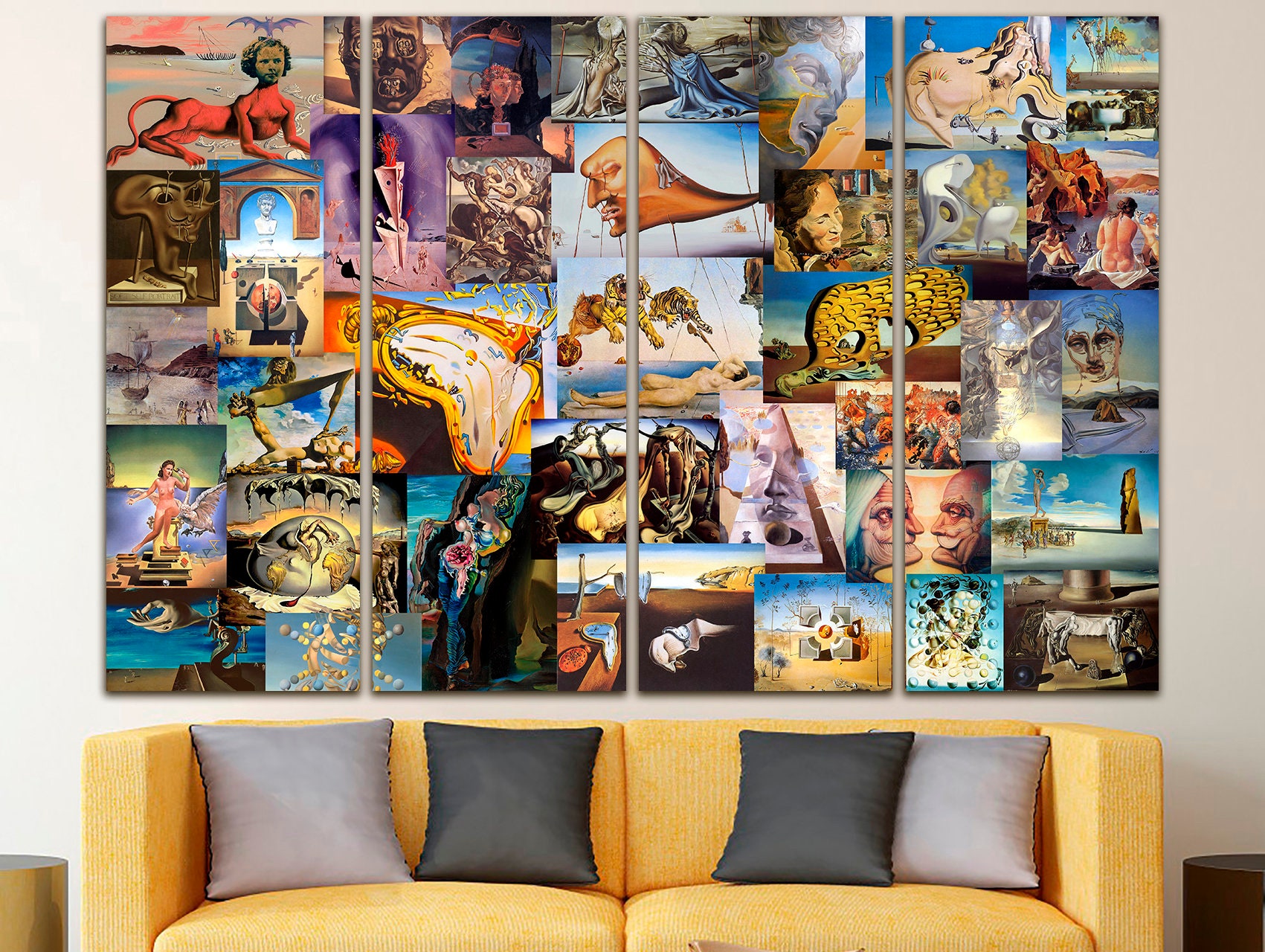 Collage Dali canvas Persistence of memory decor Surrealism art Reproduction print Salvadore Dali print Painting canvas Artist decor