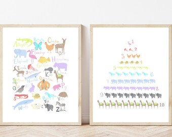 Digital Download - Garden ABC & Number Nursery Print (16x20, 8x10 ...