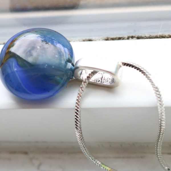 Pulled Vitrigraph Glass Pendant. Blue