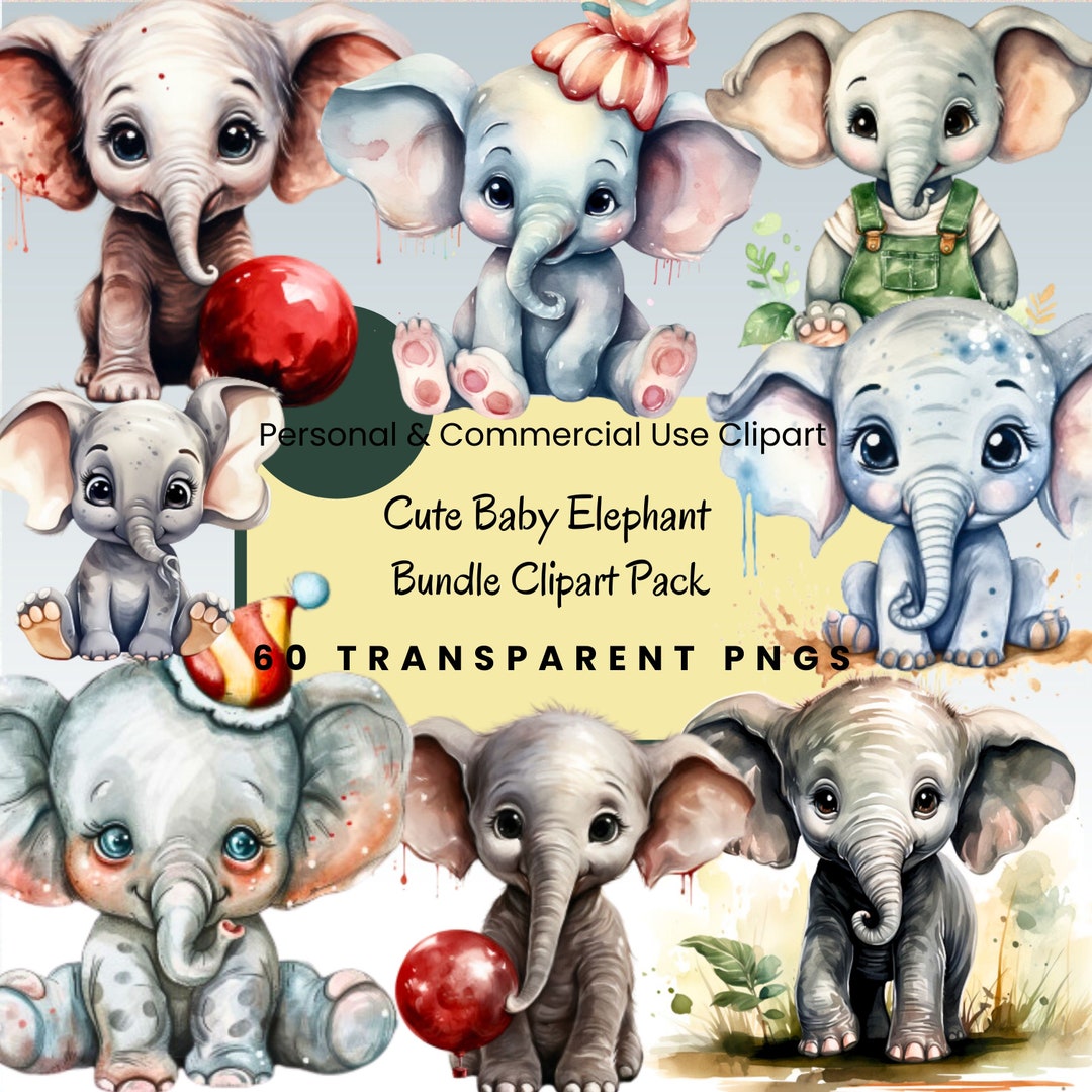 Nursery Art | Baby Shower | Baby Elephant Clipart Png Watercolor | Boho ...