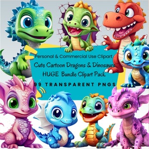 99 PNG- Images, Funny Dinos,Cute dinosaurs clipart,TRANSPARENT background, Printable, High Quality PNG, Digital download,Free Commercial Use