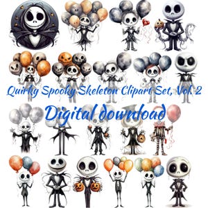 Watercolor Quirky Halloween Clipart, Whimsical Illustrations , Cute Creepy PNG, Spooky Sublimation, Free Commercial Use, Instant Download