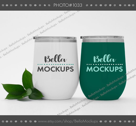 Download Free Mockup Photo Of Two Wine Tumblers Green And White ...