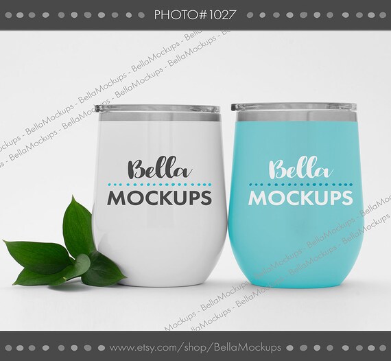 Mockup Photo Of Two Wine Tumblers Light Blue And