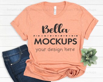 Heather Prism Sunset / Bella Canvas tshirt Mockup Photo / Bella+Canvas shirt mock-up / tshirt stock photo / shirt flatlay / shiplap