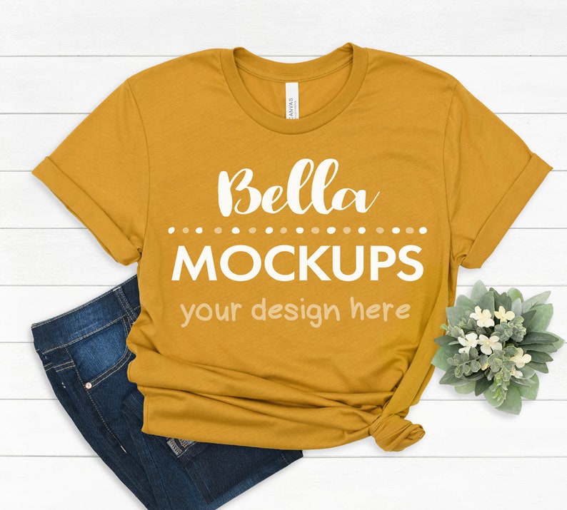 Download Mustard yellow tshirt MOCKUP image / BellaCanvas 3001 ...