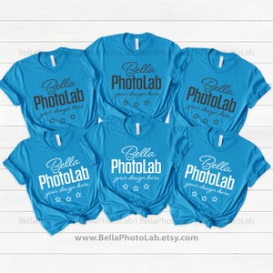 aqua Bella Canvas group tshirts photo mockup / multiple tshirts mockup / Bella Canvas 3001 t-shirt mockup / JPG digital download