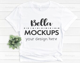 White Bella Canvas tshirt Mockup Photo / Styled Blank Bella+Canvas white shirt mock-up photo / white shirt stock photo / white shirt flatlay