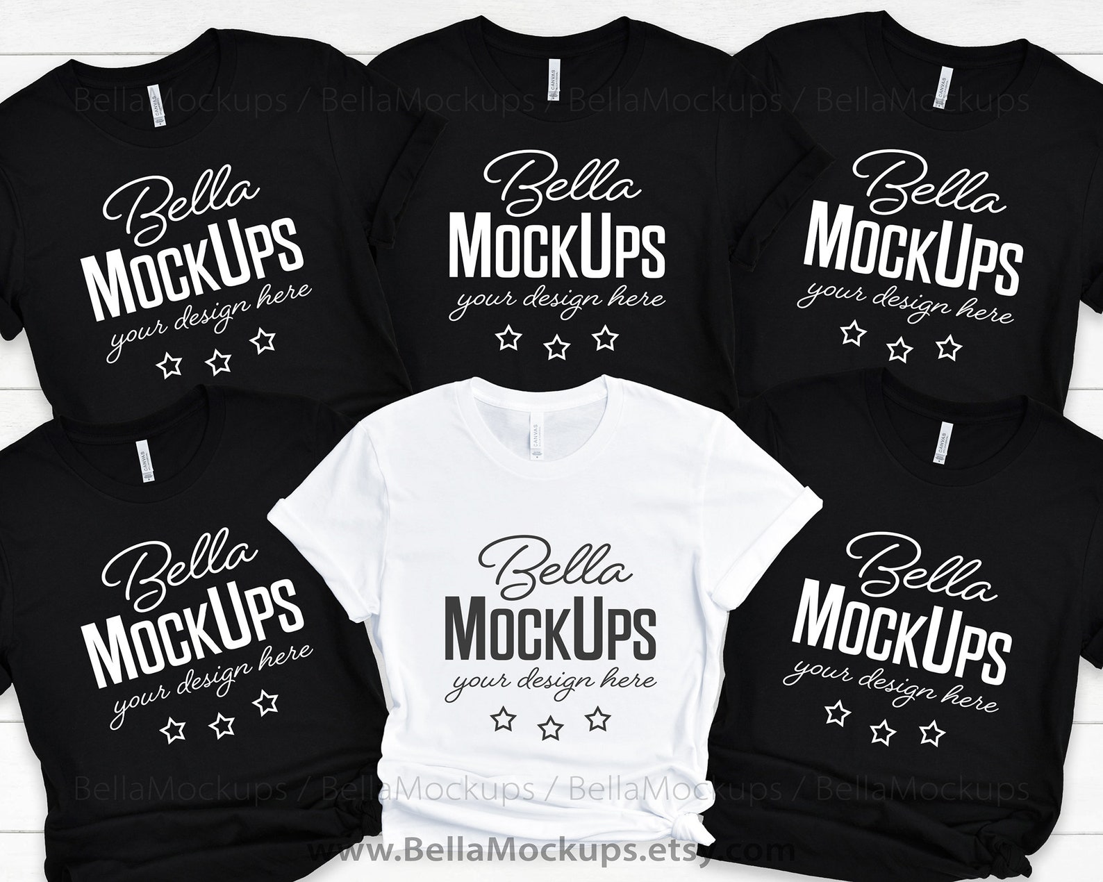 Bridal party tshirt mock up / group tshirts mockup / multiple Etsy