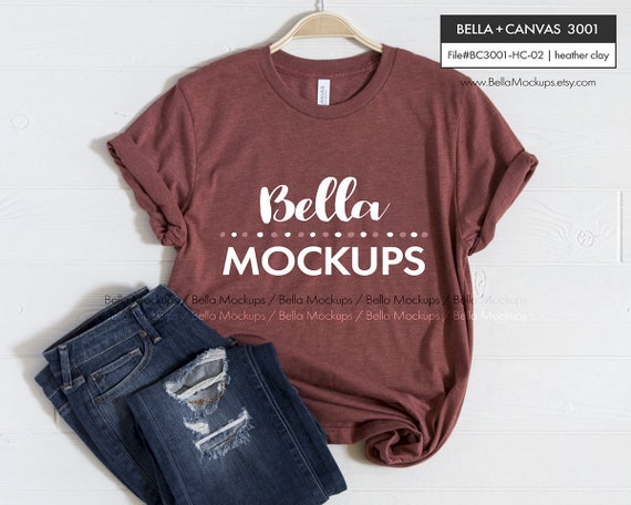 Heather Clay Bella Canvas Shirt Mockup Photo Styled Bella Etsy