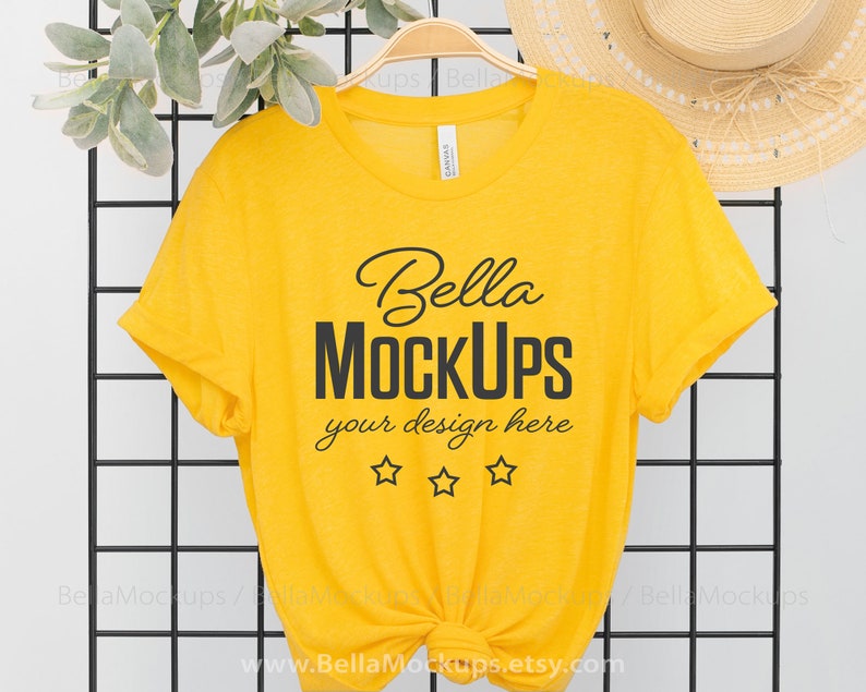 Download Bella Canvas Mock Up Photo Bc 3413 Triblend Yellow Gold Hanging Shirt Mockup Image Tshirt On A Hanger Lifestyle Photo Jpg Art Collectibles Photography Vadel Com