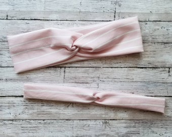 Pale Pink Stripe Stretch Headband