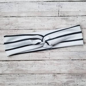 White with Black Stripes Stretch Headband