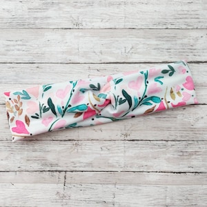 Floral Hearts Stretch Headband - Valentines Headband