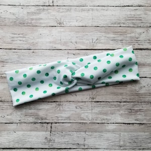 Green Polka Dot Stretch Headband
