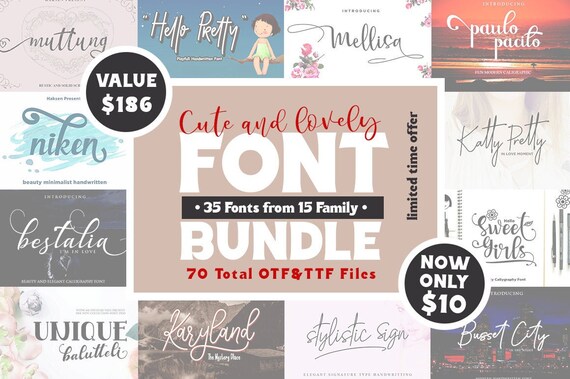 Download Beauty Fonts Font Bundle Calligraphy Font Handwritten Etsy