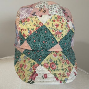 Women’s 5 panel Hat Handmade. Vintage quilt fabric