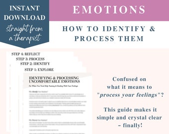 Emotions Activity, Identifying and Processing Emotions List, Emotion Journal Prompts, how to cope with emotions, feel your feelings activity