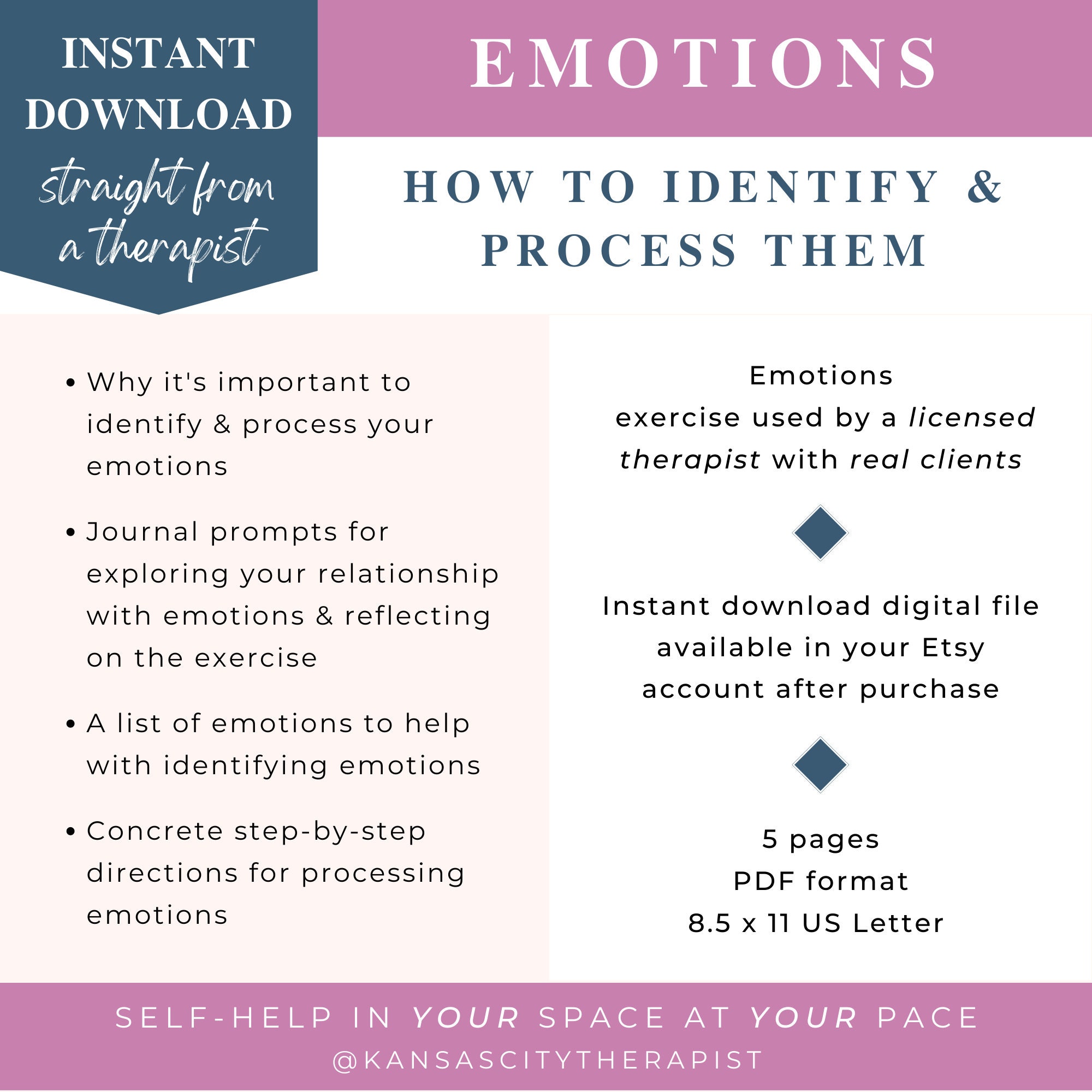 Emotions Activity, Identifying and Processing Emotions List, Emotion  Journal Prompts, how to cope with emotions, feel your feelings activity