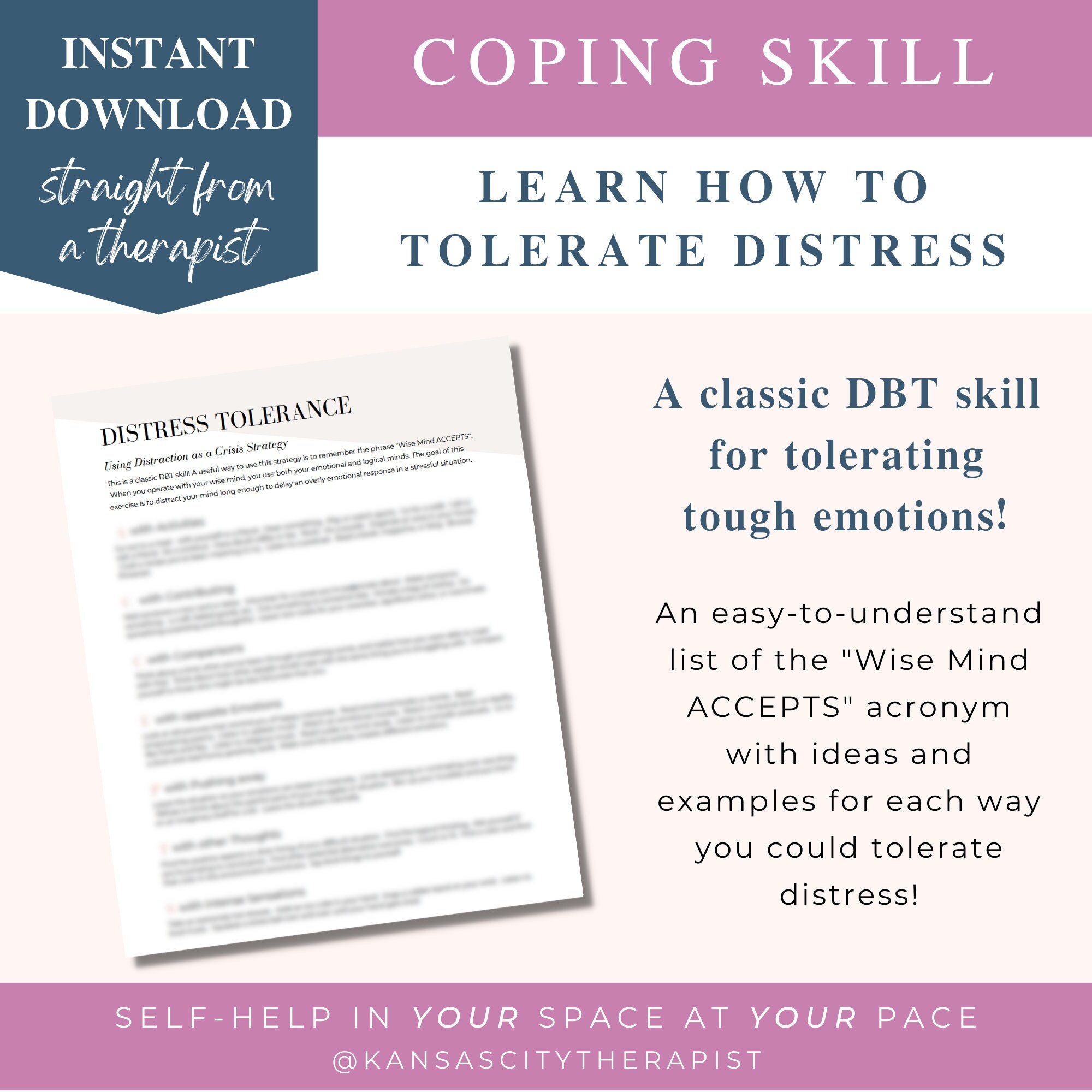 Coping Skill Distress Tolerance DBT Skill for Anxiety and Depression