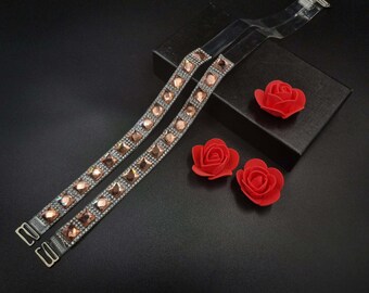 Decorative bra straps EXCLUSIVE jewelery with rhinestones BS002479 Silver