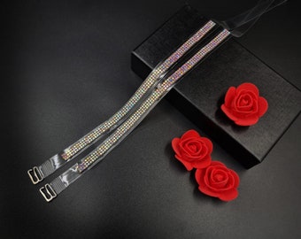 Bracelets de soutien-gorge décoratifs, bijoux avec strass, argent multicolore BS002440 Argent