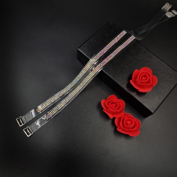 Decorative bra straps, jewelery with rhinestones, multicolour silver BS002440 Silver