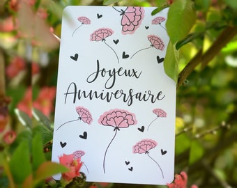 Carte joyeux anniversaire fleurs