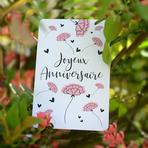 Carte joyeux anniversaire fleurs image 1