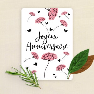 Carte joyeux anniversaire fleurs image 2