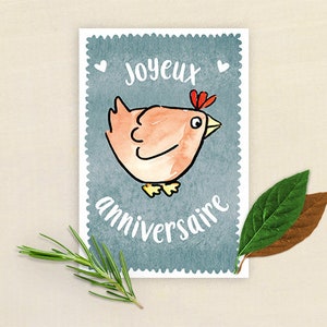 Carte Joyeux Anniversaire Poule Etsy