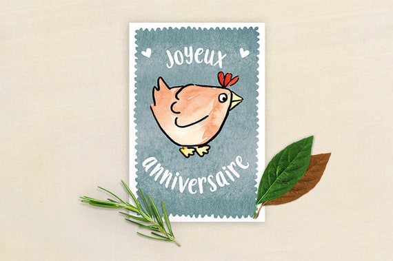 Carte Joyeux Anniversaire Poule Etsy Carte Joyeux Anniversaire Poule Etsy