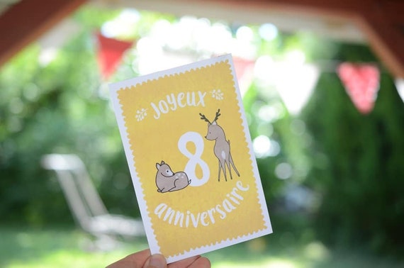 Carte Joyeux Anniversaire 8 Ans Biche Etsy France