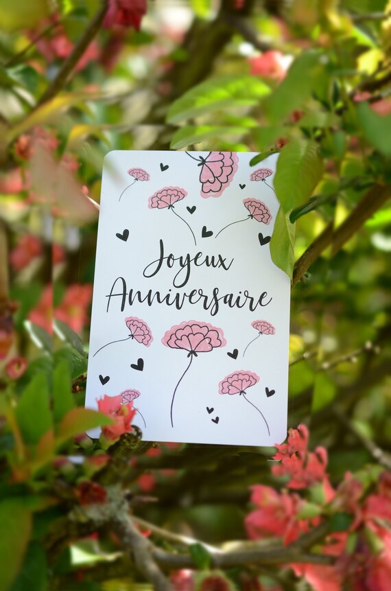 Carte Joyeux Anniversaire Fleurs Etsy France