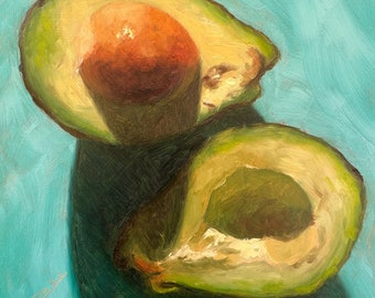 Oilpainting of an avocado