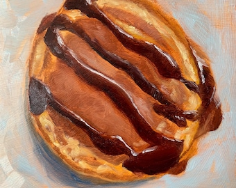 Chocolate covered pancake oil painting