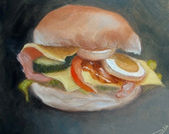 Sandwich - 15x15cm Giclée Fine art print of an original oil painting