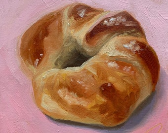 Croissant - 15x15cm Giclée Fine art print of an original oil painting