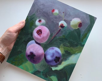 Blueberries oil painting
