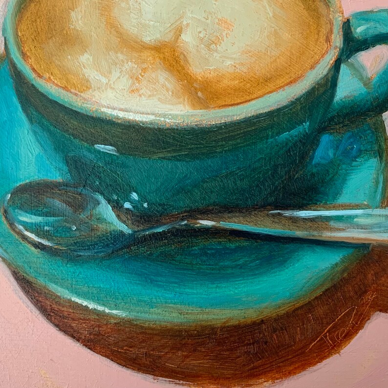 Cappuccino olieverfschilderij image 3