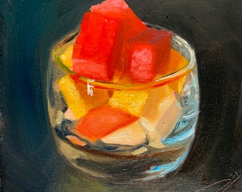 Fruitsalade olieverfschilderij