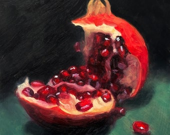 15x15cm Oil Painting of a pomegranate