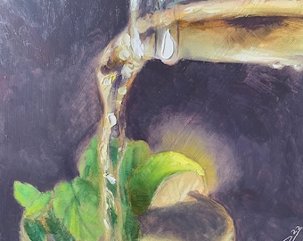 Refreshing drink oil painting