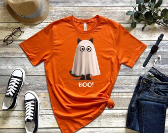 Ghost Cat BOO T-Shirt | Funny Halloween Cat Tee
