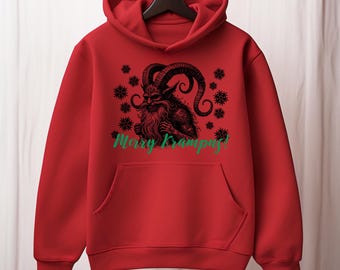 Felpa con cappuccio Merry Krampus Christmas - Felpa con cappuccio Horror Holiday