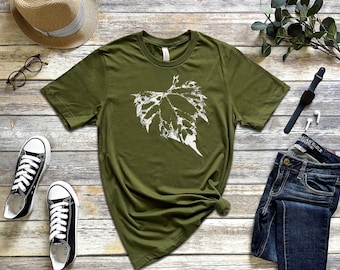 Chemise squelette à feuilles botaniques - T-shirt nature automnal